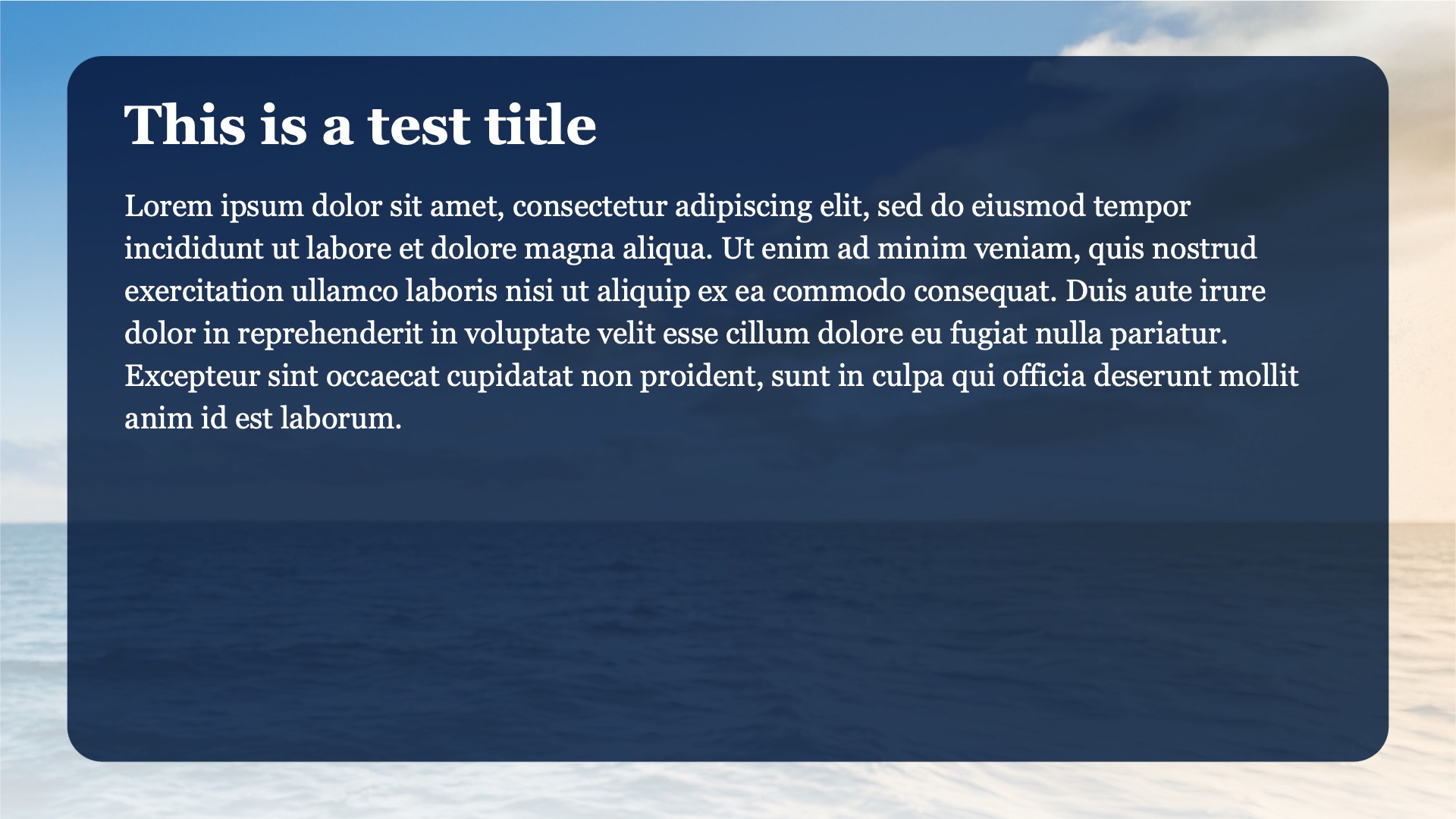 True North PowerPoint navy content layout with sample title and lorem ipsum text.
